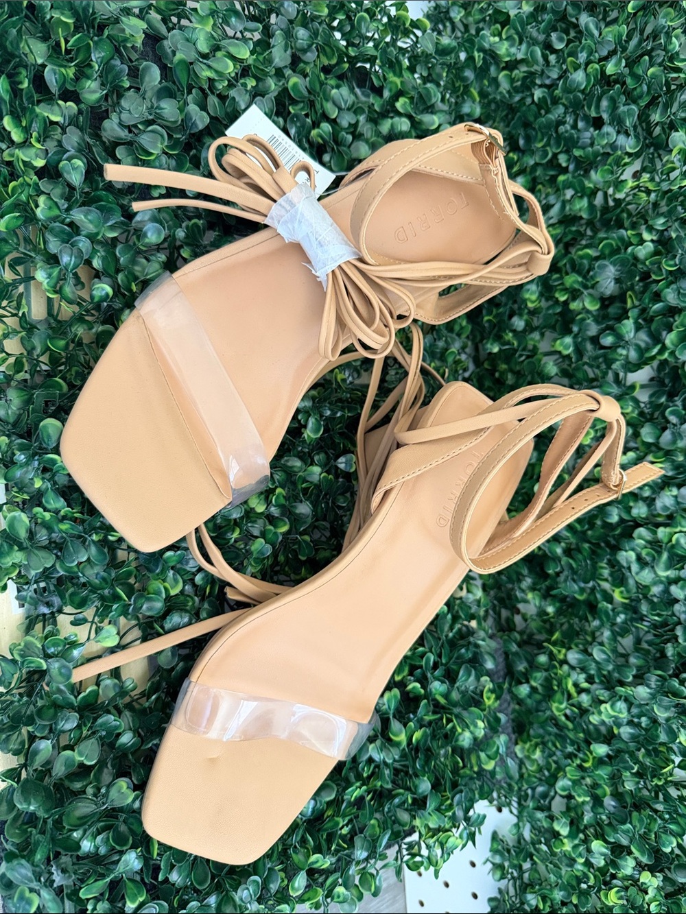 Torrid Nude Lace-Up Square Toe Sandal